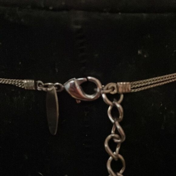 New York & Co. silver tone triple strand-shortest 17”-turquoise tone necklace - Picture 8 of 12